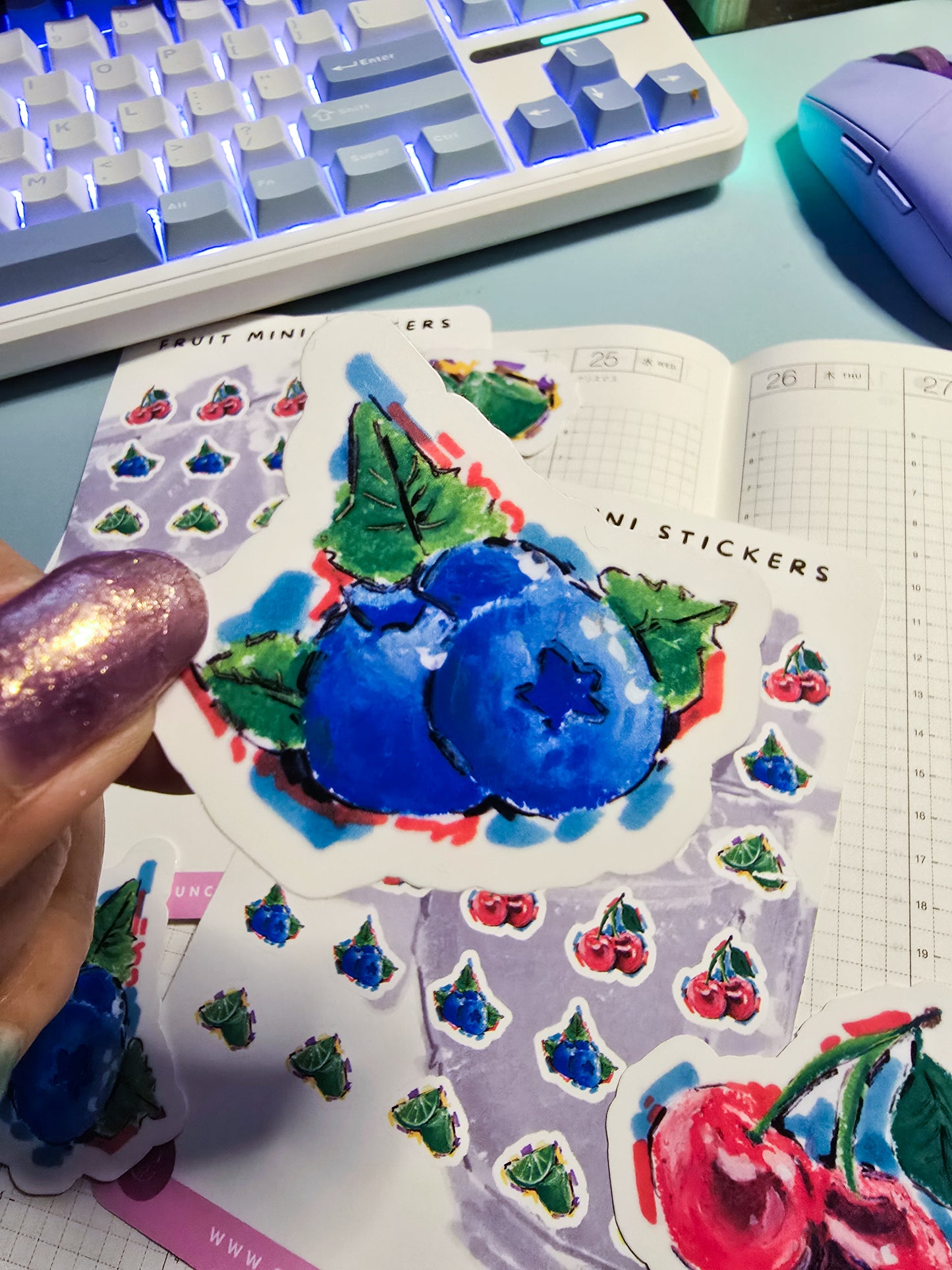 Fruit Stickers - Cherry, Lime, Blueberry