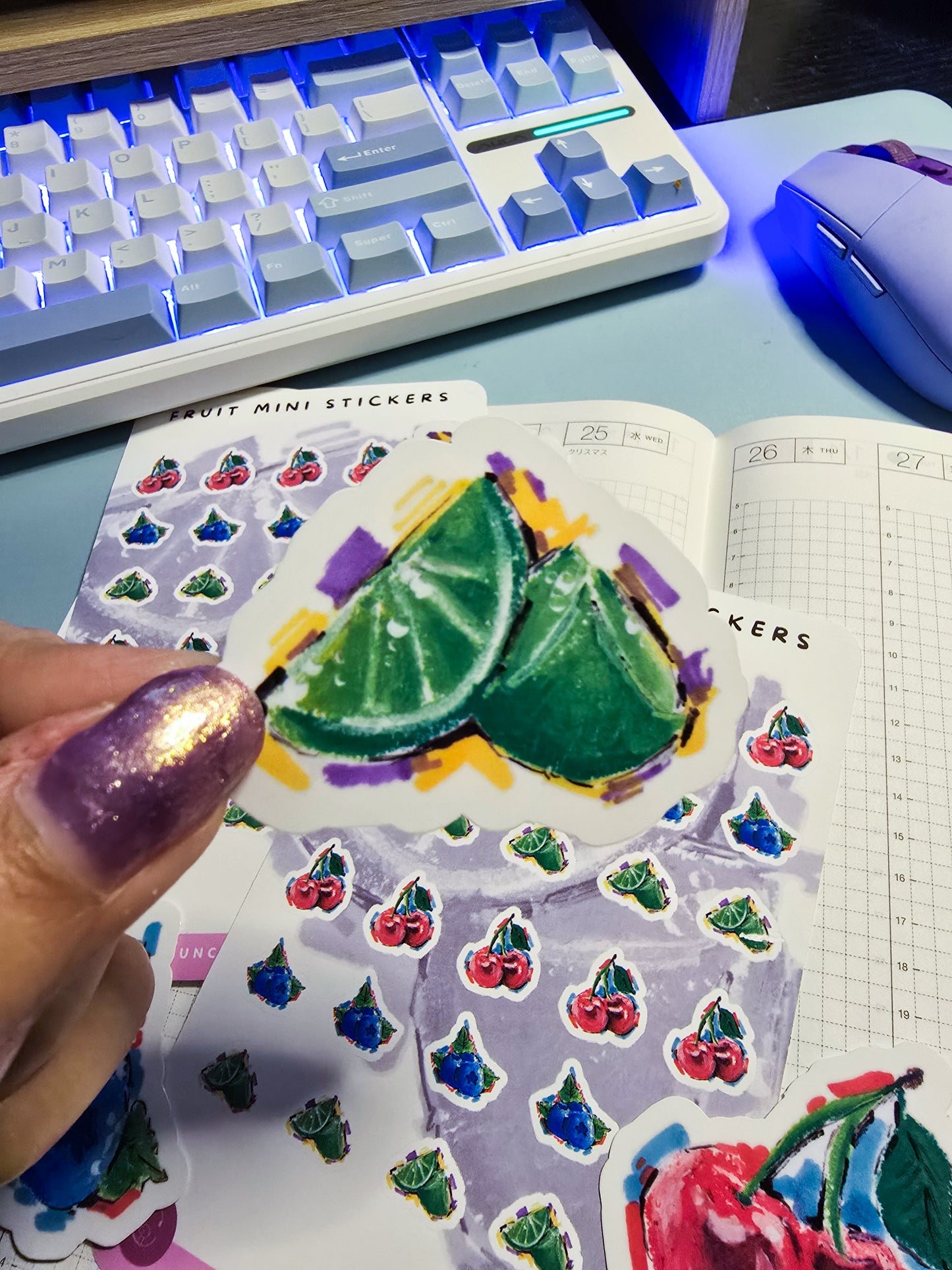 Fruit Stickers - Cherry, Lime, Blueberry