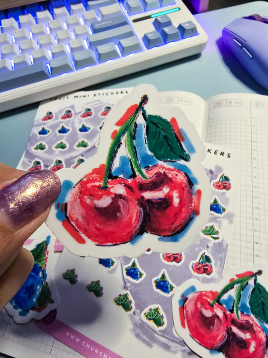 Fruit Stickers - Cherry, Lime, Blueberry